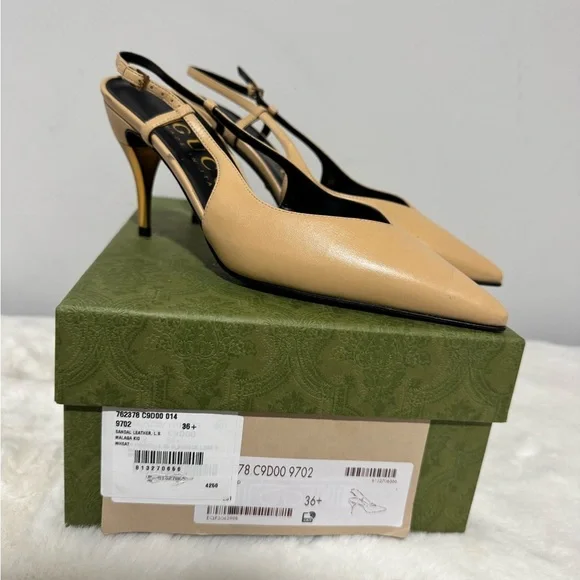 Gucci Women's Beige Slingback Heels - Picture 9 of 9